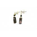 Black Floral Millefiori Drop Earrings